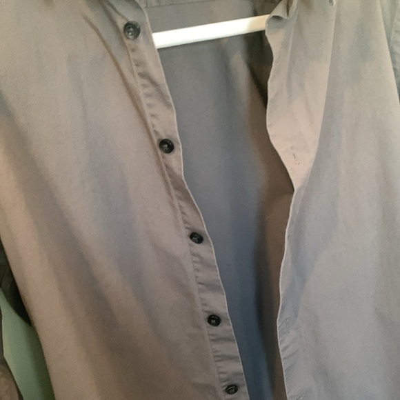 Express Men’s Small Gray Fitted Stretch Button Down Long Sleeve Dress Shirt - Picture 4 of 8